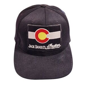 Jack‎ Daniels Indian Motorcycle Colorado Flag Flex Fit Snapback Black Hat Cap